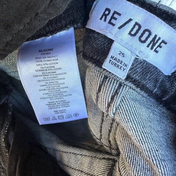 Re/Done Black Distressed Button Fly Crop Cut Off Jeans Size 25 - Picture 3 of 12